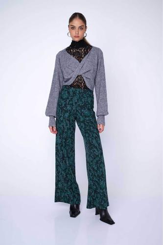 'ALE γυναικεία παντελόνα ψηλόμεση με paisley pattern - 82361023 Κυπαρισσί S